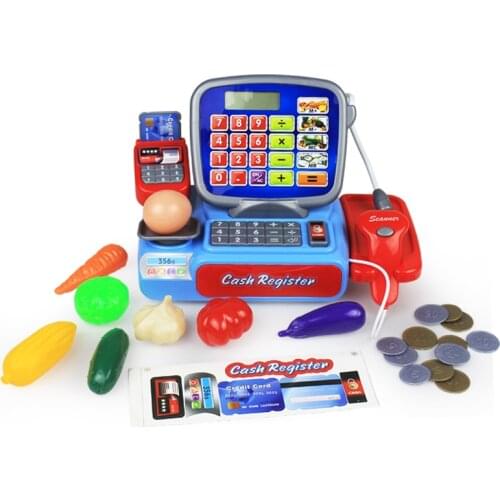 Kids Supermarket Cashier Cash Register Pretend Play Educational Toys For Girls Plastic Electric Groceries Store Worker oyuncak