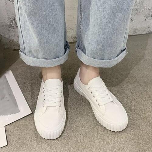2021 Spring Autumn Casual White Sneakers Women Help Low Classic flat Canvas Shoes Lace up Summer Walking Flats Vacation shoes