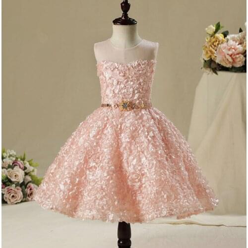 Floral Lace Baby Girl Dress Pink Tulle Baptism Dresses for Girls Princess 1st year Birthday Party Wedding Baby Pageant Clothing