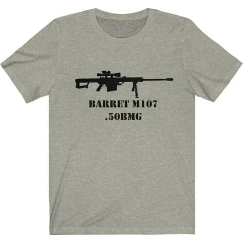 M107 50 Cal, Barret 50Bmg Sniper Rifle, Grey/Tan, .50, 107, Free Shipping!!!New Fashion Men Cotton Short Sleeve T Shirts