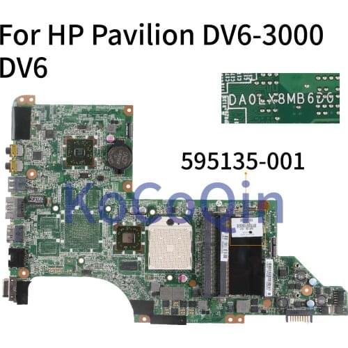 KoCoQin Laptop motherboard For HP Pavilion DV6-3000 DV6 Mainboard 595135-001 595135-501 DAOLX8MB6D1