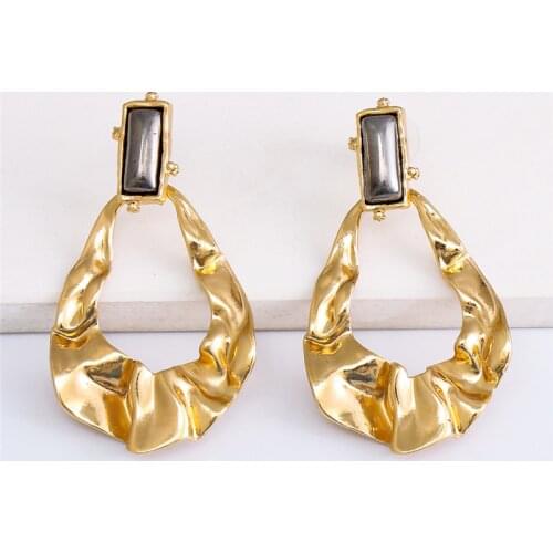 Gold Silver Color Metal Drop Earrings For Women Exaggeration Earrings Wedding Simple Fashion Jewelry Trend Accessories Wholesale