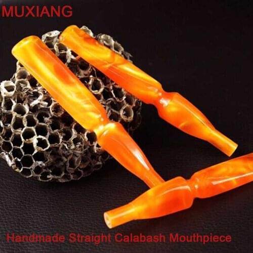 MUXIANG Handmade DIY Tobacco Pipe Mouthpiece Amber Acrylic Straight Calabash Mouthpiece Factory Direct Sale be0080