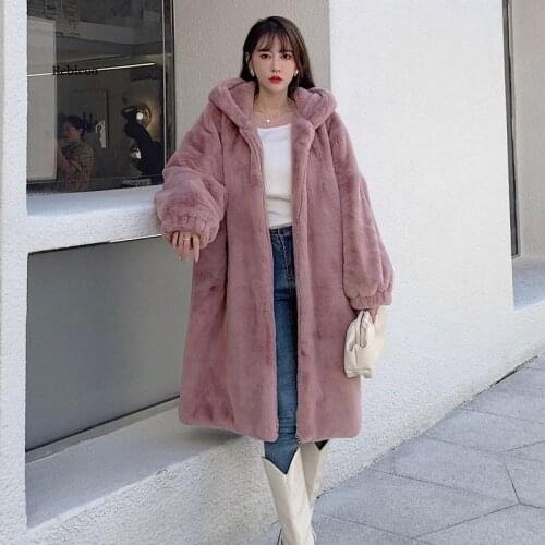 New Winter Oversize Faux Fur Coat Women Parka Thick Warm Plush Coat Winter Jackets Long Fur Jacket Hooded Overcoat