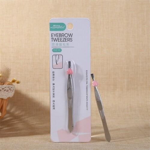 Stainless Steel Eyebrow Tweezer Bevel Top Plain Top Hair Removing Tool Beauty Makeup Tool Accessories E1062
