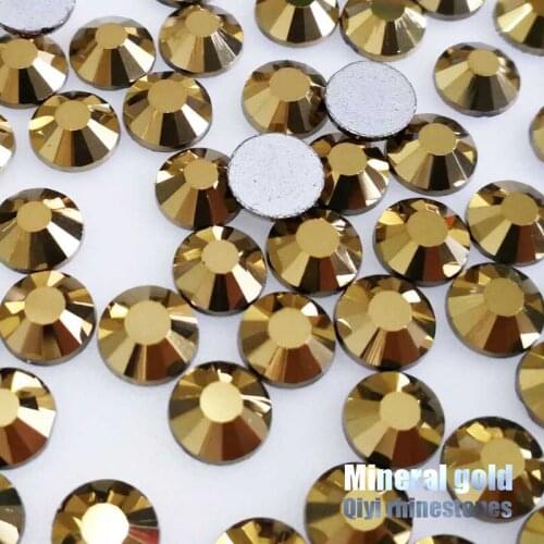 Factory sales! Mineral gold 3D Super flash high quality galss nail art non hotfix flatback rhinestones,diy accessory FM018