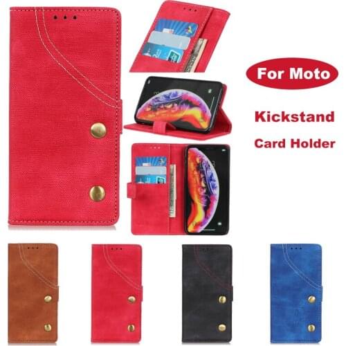 Luxury Flip Retro Denim Leather Wallet Card Bag Case For MOTO E5 G6 Z3 G6 PLAY Play Plus Kickstand Adsorption Case Cover Phone