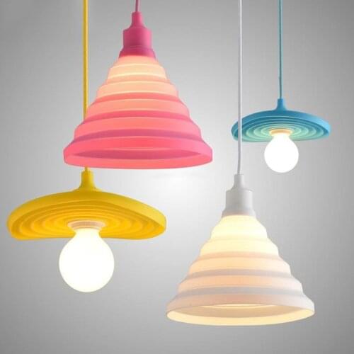 Modern Colorful Silicone Pendant Lights Collapsible Pendant Lamp E27 Nordic Creative Fashion Bar for Home Decor lighting Fixture