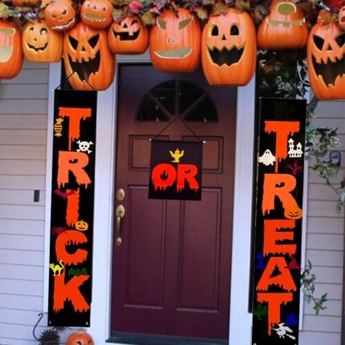 Halloween Decoration For Home Banner Gate Door Couplet Halloween Trick Or Treat Hanging Ornaments Props Party Supplies