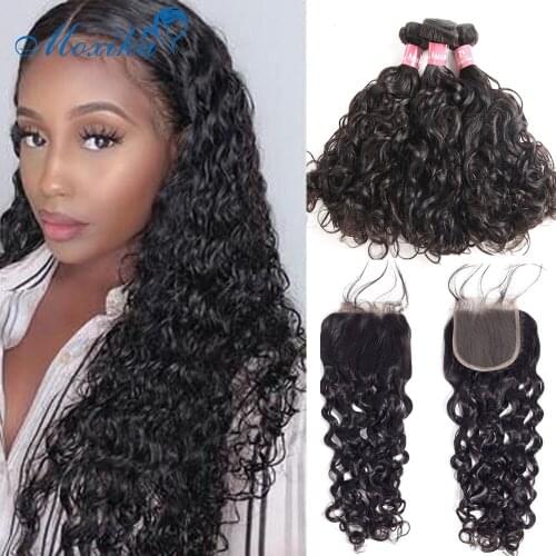 Waterwave Bundles Wavy Bundles Haar Extension Malaysian 3 Bundles With Wet And Wavy Water Wave Bundles With Closure Virgin Hair
