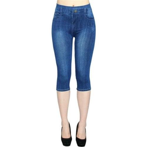 Women Leggings 2021 Fashion Faux Denim Jeans Leggings Sexy Long Leggings Summer Casual Pencil Pants Simple Basic Legging