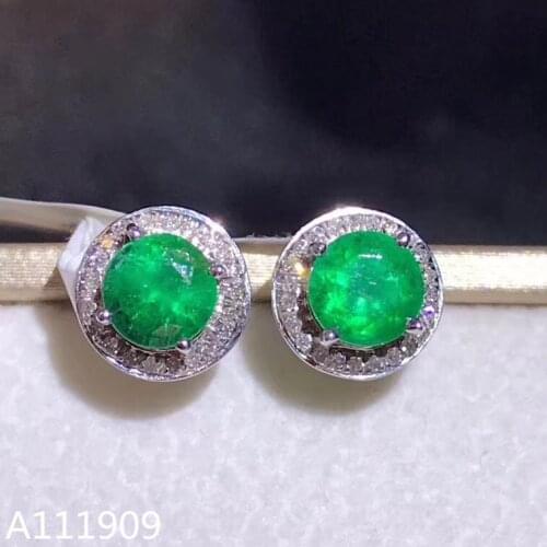 KJJEAXCMY boutique jewelry 925 sterling silver inlaid Natural Emerald female Stud earrings support detection exquisite