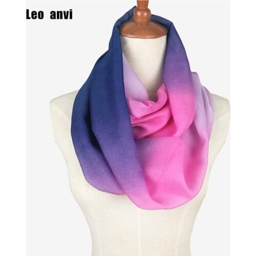 Summer rainbow silk Chiffon lady Ring Loop Scarf Brand Fashion Scarf Leopard Print Infinity Tube Scarves For Women femme