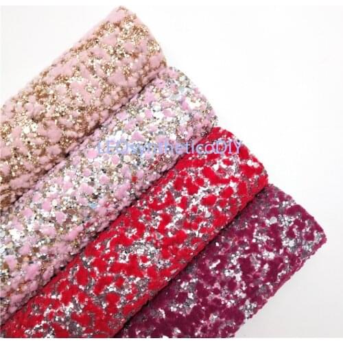 1PC 21X29CM Flocking Glitter Fabirc, Chunky Glitter Leather, Glitter Leather Sheets For Making Bows LEOsyntheticoDIY R2008D