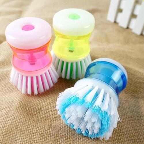 1PC Dishwashing Soap Dispenser Brush Kitchen Utensils Cleaning Brush Dishwashing Soap Brush Integrated Dishwashing Artifact