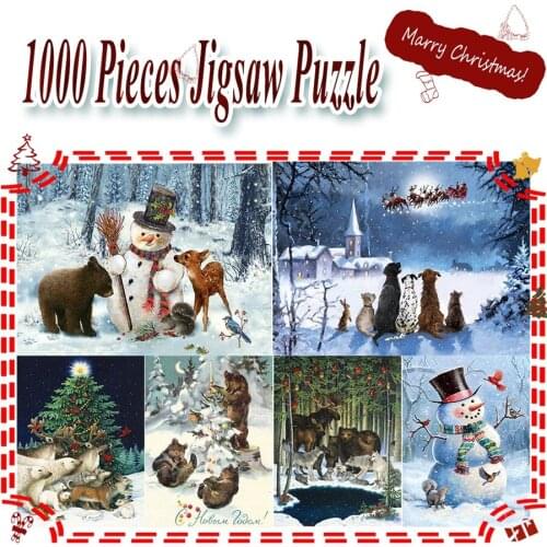 1000 Pieces Wooden Jigsaw Puzzle Toy of Animals that Celebrate Christmas for Christmas Gift DIY Personal Customized Puzzle