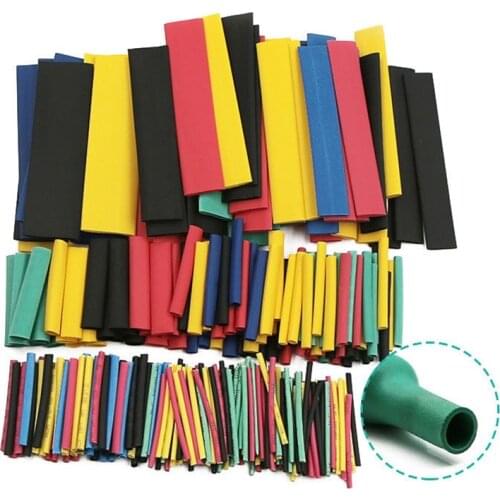 127pcs/lot Heat Shrink Tubing 7.28m 2:1 Black Tube Car Cable Sleeving Assortment Wrap Wire Kit with Polyolefin Assortment