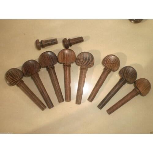 2 Sets Violin pegs & 2 PCs Violin End pin, Wenge wood violin parts