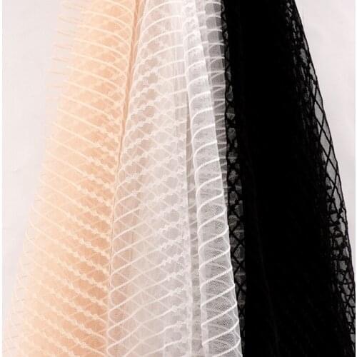 2 Yards Soft Embroidery Dotted Tulle Mesh Lace Fabric Stripe tulle Fabric For Bridal Veil Wedding Dress, Evening Gown, Blouse