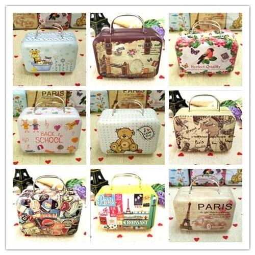 20Pcs European style Metal Candy Box Retro Candy Storage Box Tin Box Retro Suitcase Handbag Small Rectangular Candy Box