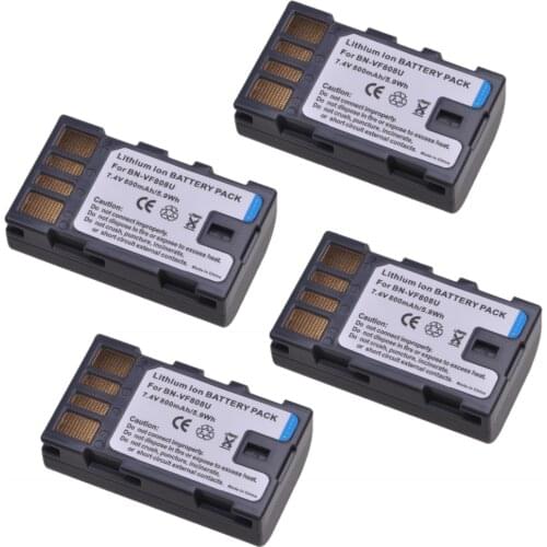 4Pcs Battery BN-VF808 for JVC BN-VF808U BN VF808 VF808U VF808US VF808UE VF808USM, GZ-HD7, GZ-MG575, GZ-MG555, GR-D750, GR-D760