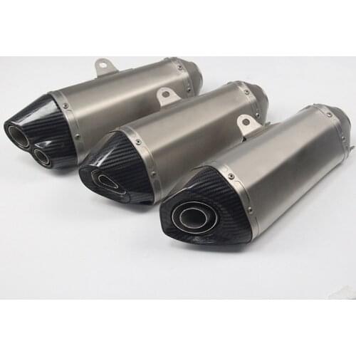 51mm Universal Motorcycle Exhaust Vent Pipe With Silencer Carbon Fiber 360mm Exhaust System Modified For ATV Street Bike