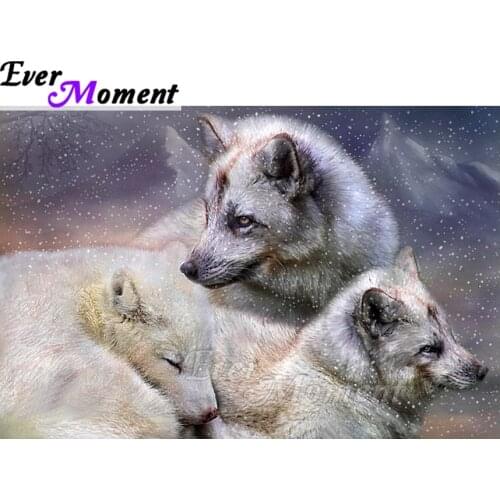 Ever Moment Diamond Painting Snow Wolf 5D DIY Full Square Drill Mosaic Diamond Embroidery Cross Stitch Wall Decoration ASF1694