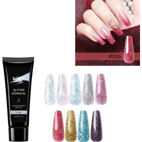 Nail Sequin UV Gel Glitter Extenion Nail Polish Quick Building Gel Nail Art Tip Enhancement Pink Clear Acrylic Gel Manicure Glue