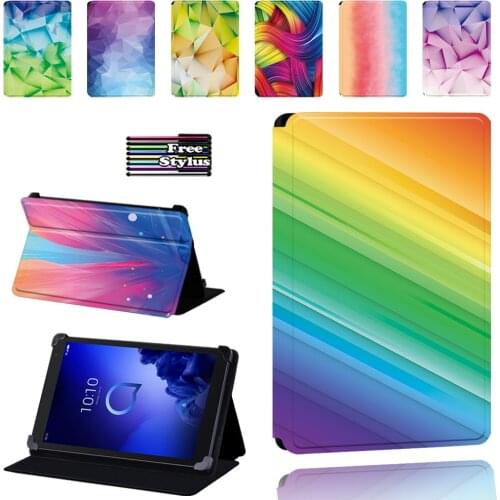 Watercolor series pattern Case for Alcatel 1T 7 10/3T 8 10/A3 10 Tablet Stand Ultra Slim Cover case + Free Stylus