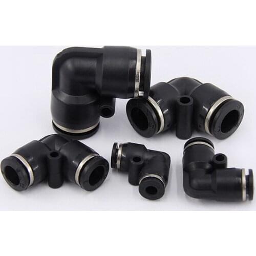Black Pneumatic L Type Elbow Fitting PV series Pipe Connector Quick Fitting for 4/6/8/10/12/16MM