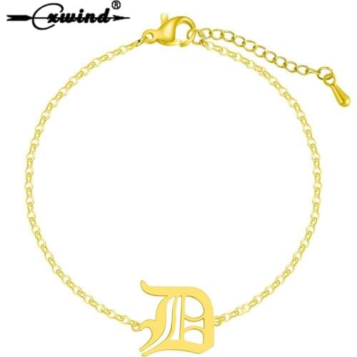 Cxwind New D Letters Bracelets for Women Vintage Letter Bracelet Female Jewelry Initial Charms Wristband Gift pulseira feminina