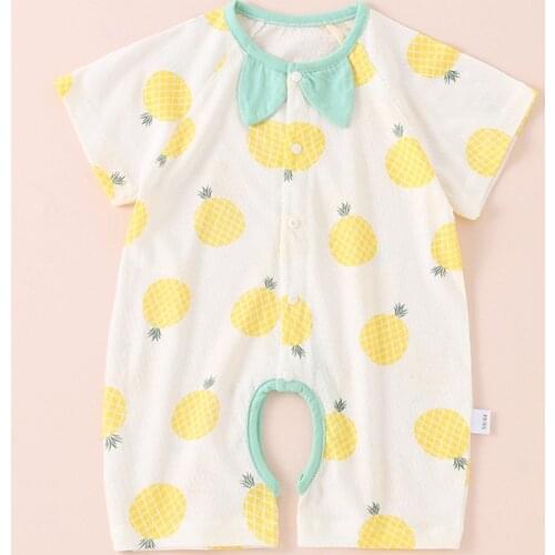 Baby Boys Girls Pineapple Fruit Print Romper Summer Clothing 0-18 Months Baby Jumpsuit Short Sleeves Clothes Buttons Short Sets