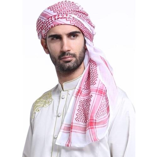 Men Muslim Scarf Saudi Arab Dubai Traditional Islamic Accessories Male Headscarf Hijab Plaid Turban Shemagh Gutra Prayer Wear
