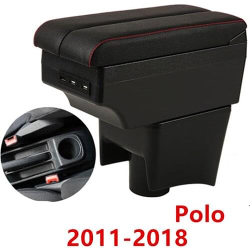 For Volkswagen Polo Mk5 6R Vento 2010-2018 Dual Layer Armrest Arm Rest Center Centre Console Storage Box Tray 2012 2013 2014
