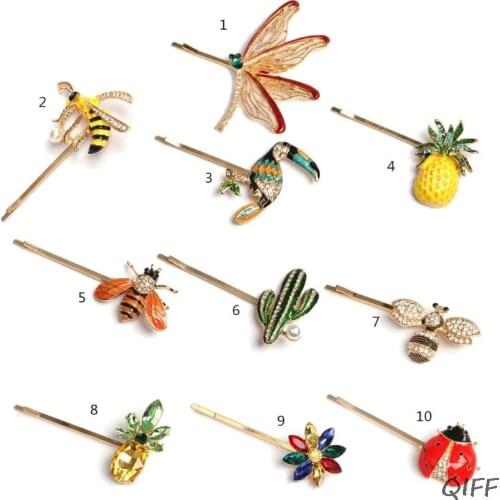Enamel Ladybug Bee Cactus Pineapple Dragonfly Barrettes Hairpin Hair Accessories