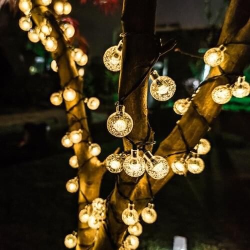 LED Solar Garden Light Outdoor 5/7/12m 20/50/100 Crystall Ball Bulbs String Lights Lamp Home Party Christmas Decoration Chain