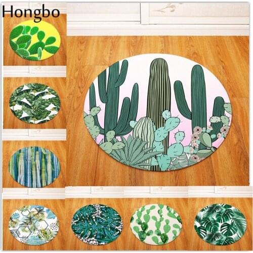 Hongbo Round Mat Carpet for Living Room Bedroom Rugs Tropical Plant Doormat for Entrance Door Home Decoration Absorbant Outdoor