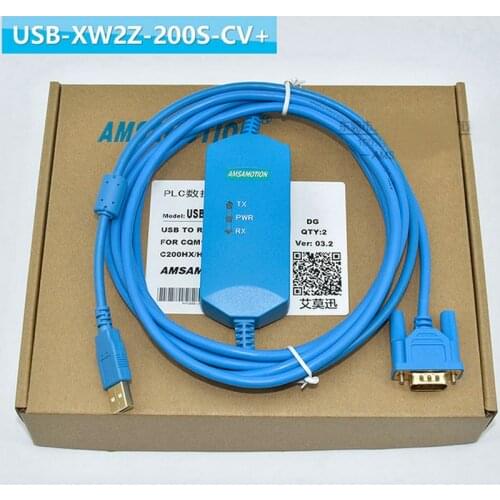 AMSAMOTION USB-XW2Z-200S-CV+ PLC programming cable for Omron CQM1 C200HE CS series