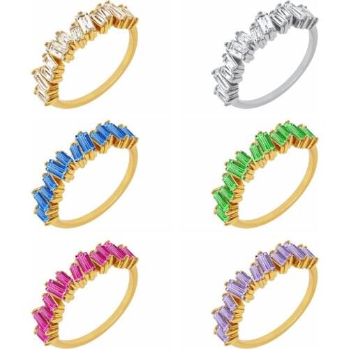 Fashion Exquisite Crystal Ring Plated 24K Gold/925 Silver Engagement Wedding CZ Band Rings For Women Jewelry Birthday Gift