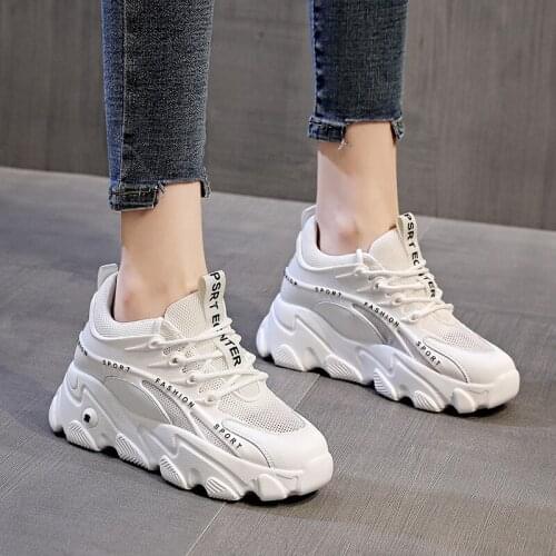 Krasovki White Genuine Leather Wedge Platform Heel Sneakers Air Mesh Breathable Comfortable Comfy Sneakers Women Summer Shoes