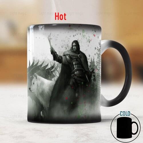 Family Crest Wolf Magic Coffee Mug 11oz Hot Cold Heat Sensitive Color Changing Mug 2021 Christmas Gift Mug