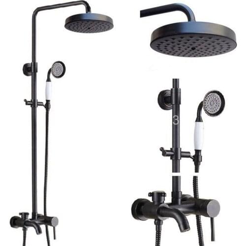 Brass Black Oil Rubbed Bronze Bathroom Rainfall Bathtub Shower Mixer Tap Faucet Single Handle Wall Mounted ars346