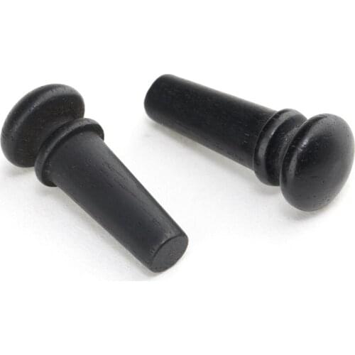 Musiclily Slotted Ebony Acoustic Guitar Endpin, Black (2 Pieces)