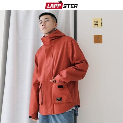 LAPPSTER Men Japanese Streetwear Cargo Jackets 2020 Mens Harajuku Hip Hop Windbreaker Jackets Male Fashions Hooded Jackets 5XL