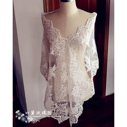 Exquisite bride wedding dress formal Lace fabrics cape veil table lace decoration 42cm wide clothes accessories