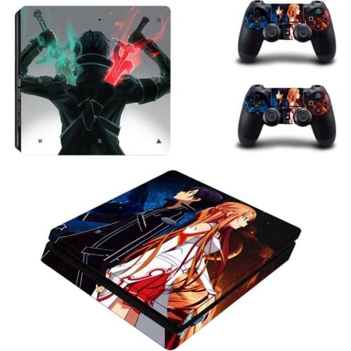 Sword Art Online SAO PS4 Slim Sticker Play station 4 Skin Sticker Decal For PlayStation 4 PS4 Slim Console & Controller Skin