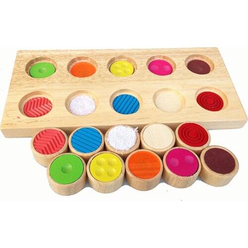 Early Learning Educational Toys For Children Montessori Sensory Touch Feeling Train Tools Color Matching Games Wooden Toys