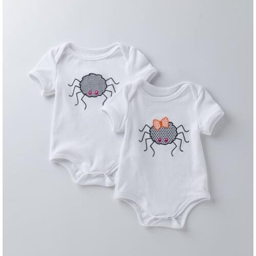 Casual Clothing for Toddler Kids Twins Newborn Baby Boys & Girls Romper Cotton Costumes Spider Embroidery Short Sleeve Clothes