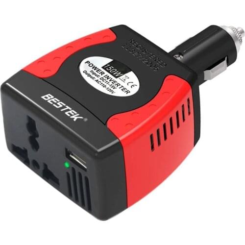 BESTEK DC12V to 220V Voltage Inverter 150W Power Inverter with 1A USB Charging Port Power Converter MRI1512U