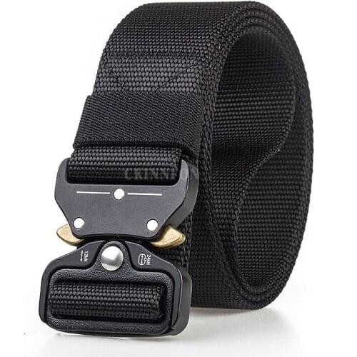 50Pcs/Lot 3.8CM Army Tactical Belt Military Nylon Belts Men SWAT Training Belt Metal Automatic Buckle Style Quality Strap